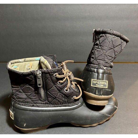 Sperry Women’s Saltwater Quilted Waterproof Duck Boot– Black Rubber Zip Ankle - Picture 1 of 8